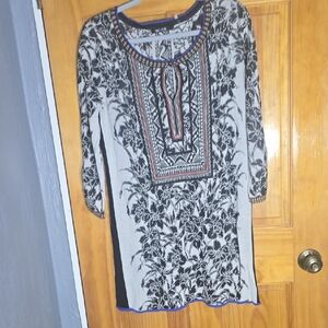 NIC+ZOE Monochrome Patterned Top